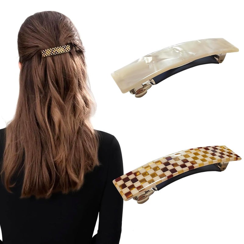 Markuii Hair Barrette for Women No Slip Acetate French Medium to Small Hair Barrette Clips for Thin, Short or Fine Hair, 2 Pack - Image 1